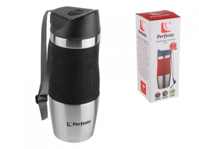 Термокружка с ремешком, 380 мл, нержавеющая сталь,  PERFECTO LINEA (в индивидуальной упаковке)