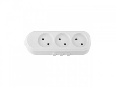 Розетка 3-ая переносная (б/з, 16А, 250В) белая, BYLECTRICA (с креплением к стене)