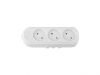 Розетка 3-ая переносная (б/з, 16А, 250В, з/ш) белая, BYLECTRICA (с креплением к стене)