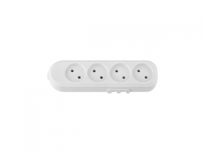 Розетка 4-ая переносная (б/з, 16А, 250В) белая, BYLECTRICA (с креплением к стене)