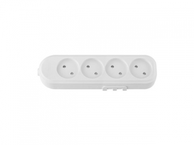 Розетка 4-ая переносная (б/з, 16А, 250В, з/ш) белая, BYLECTRICA (с креплениемк стене)