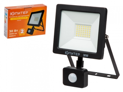 Прожектор светодиодный с датч. движ. 30 Вт 6500K ЮПИТЕР (2600 лм, холодный белый свет)