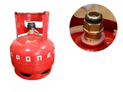 Баллон газовый бытовой 5л с КБ-2 (1-5-2-В) (с клапаном) (NOVOGAS)