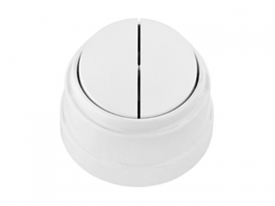 Выключатель 2 клав. (открытый, до 10А) белый, Ретро, BYLECTRICA