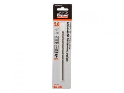 Сверло по металлу ц/х 5.0х87х132 мм удлиненное HSS-G GEPARD