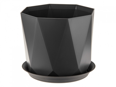 Кашпо ПРИЗМА 1 л с поддоном (графитовый) (IDEA)