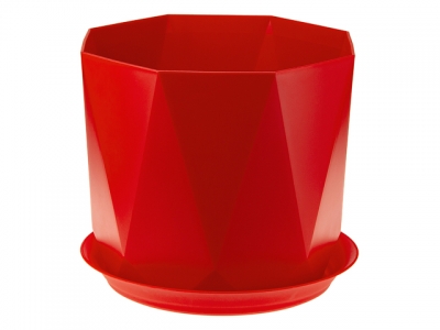 Кашпо ПРИЗМА 4,7 л с поддоном (красный) (IDEA)