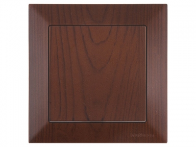 Выключатель 1-клав. двухполюсный (скрытый, винт. зажим) орех, DARIA, MUTLUSAN (10 A, 250 V, IP 20)