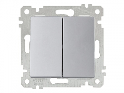 Выключатель 2-клав. (скрытый, без рамки, винт. зажим) серебро, RITA, MUTLUSAN (10 A, 250 V, IP 20)