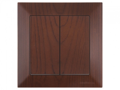 Выключатель 2-клав. (скрытый, пруж. зажим) орех, DARIA, MUTLUSAN (10 A, 250 V, IP 20)