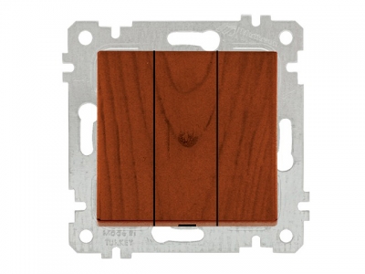 Выключатель 3-клав. (скрытый, без рамки, винт. зажим) вишня, RITA, MUTLUSAN (10 A, 250 V, IP 20)
