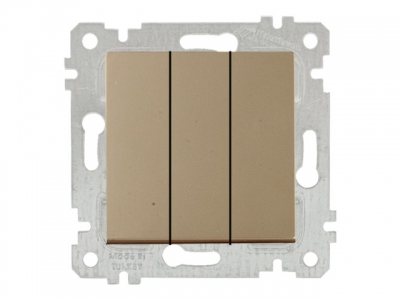 Выключатель 3-клав. (скрытый, без рамки, винт. зажим) золото, RITA, MUTLUSAN (10 A, 250 V, IP 20)