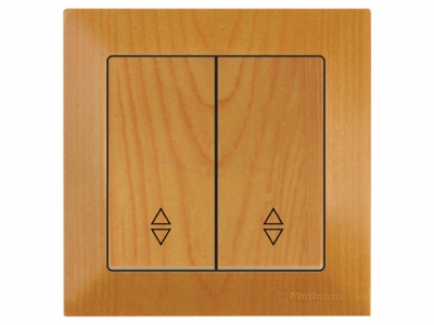 Выключатель проходной 2-клав. (скрытый, винт. зажим) дуб, DARIA, MUTLUSAN (10 A, 250 V, IP 20)