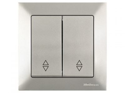 Выключатель проходной 2-клав. (скрытый, пруж. зажим) титан, DARIA, MUTLUSAN (10 A, 250 V, IP 20)