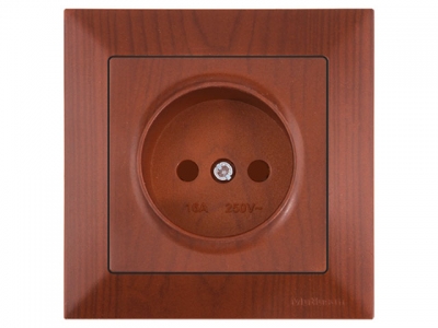Розетка 1-ая (скрытая, б/з, шторки) вишня, DARIA, MUTLUSAN (16 A, 250 V, IP 20)