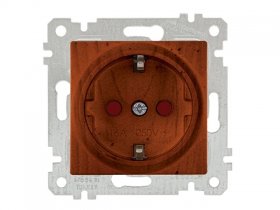 Розетка 1-ая (скрытая, без рамки, с/з, шторки) вишня, RITA, MUTLUSAN (16 A, 250 V, IP 20)