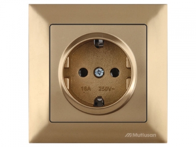 Розетка 1-ая (скрытая, с/з) золото, DARIA, MUTLUSAN (16 A, 250 V, IP 20)