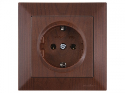 Розетка 1-ая (скрытая, с/з) орех, DARIA, MUTLUSAN (16 A, 250 V, IP 20)
