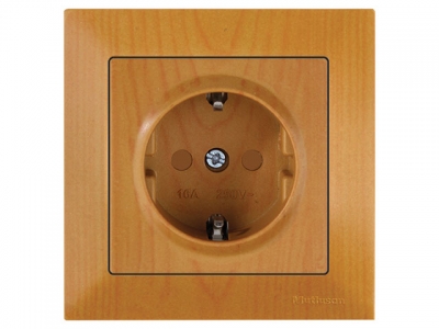 Розетка 1-ая (скрытая, с/з, шторки) дуб, DARIA, MUTLUSAN (16 A, 250 V, IP 20)