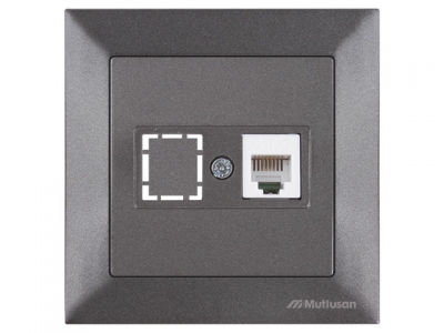 Розетка телефонная 1хRJ12 (скрытая) дымчатая, DARIA, MUTLUSAN