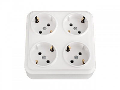 Розетка 4-ая (открытая, с/з) белая, Вариант, Bylectrica