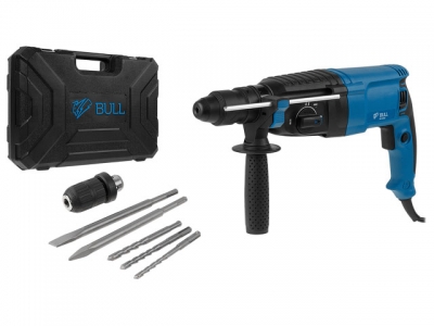Перфоратор BULL BH 2602 в чем. (800 Вт, 3.4 Дж, 4 реж., патрон SDS-plus, БЗП в комплекте, вес 3.3 кг)