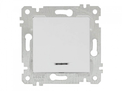 Выключатель 1-клав. (с подсветкой, скрытый, без рамки, пруж. зажим) белый, RITA, MUTLUSAN (10 A, 250 V, IP 20)