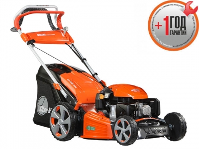 Газонокосилка бензиновая OLEO-MAC G 48TK ALLROAD PLUS 4 самоходная (3.7 л.с., выс. 28-75 мм, мульчир. стальн. корпус, травосборник 70 л)