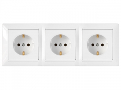 Розетка 3-ая (скрытая, с/з) белая, Стиль, Bylectrica