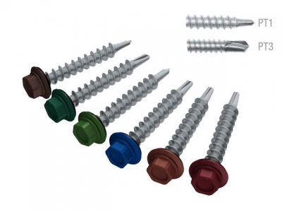 Саморез кровельный 5.5х19 мм цинк, шайба с прокл., PT3, RAL 7024 (5000 шт в коробе) STARFIX (по металлу, цвет графитово-серый)