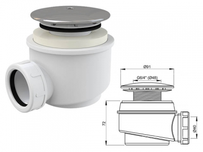 Сифон для душевого поддона (хром), Alcaplast