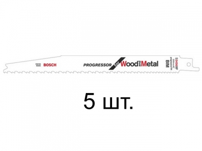 Пилка сабельная по дереву с гвоздями S3456XF (5 шт.) BOSCH (пропил прямой, грубый, быстрый рез в материале любой толщины)