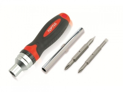 Отвертка реверсивная + удлинитель, биты 7в1. TOPTUL (GAAR0402)