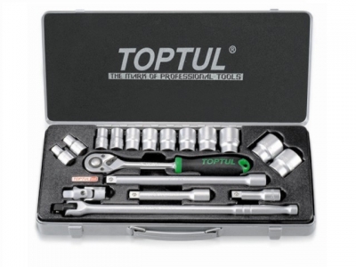 Набор головок 1/2" 10-32мм 18предм. 6гр. метал.кейс TOPTUL (GCAD1802)