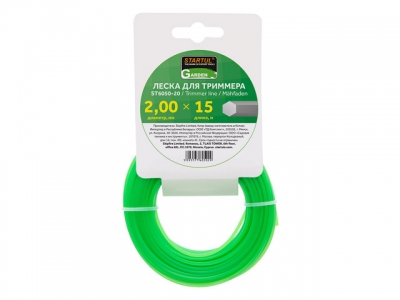 Леска ф 2.0 мм х 15 м шестигр. сеч. STARTUL GARDEN