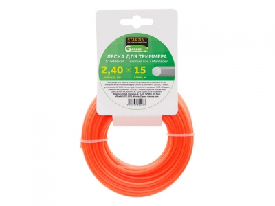 Леска ф 2.4 мм х 15 м шестигр. сеч. STARTUL GARDEN