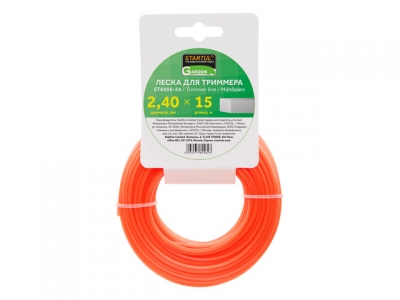 Леска ф 2.4 мм х 15 м квадратн. сеч. STARTUL GARDEN