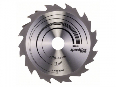 Диск пильный 190х30 мм 12 зуб. по дереву SPEEDLINE WOOD BOSCH (переменный зуб)