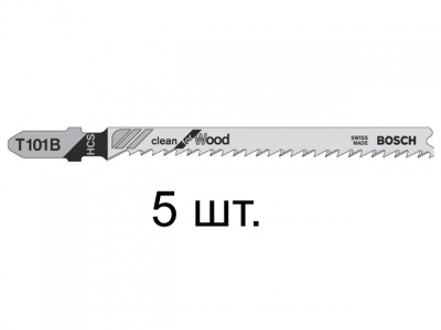 Пилка лобз. по дереву T101B (5 шт.) BOSCH (пропил прямой, тонкий, аккуратный и чистый рез)