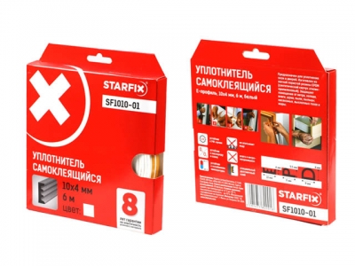 Уплотнитель "E" белый 10х4мм 6м STARFIX (SF1010-01)