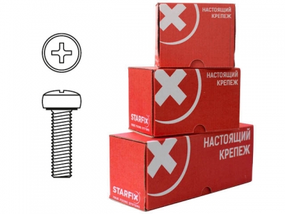 Винт М8х100 мм полусф. головка, цинк, DIN 7985 (20 шт в карт. уп.) STARFIX