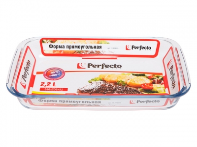 Форма из жаропрочного стекла, 2.2 л, прямоугольная, 346х206х52 мм, PERFECTO LINEA
