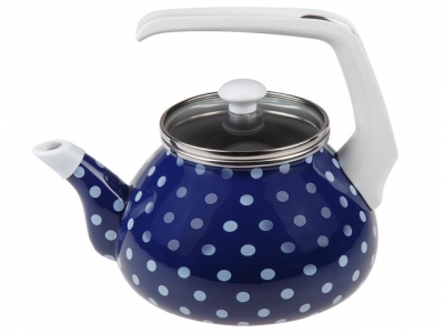 Чайник стальной эмалированный, 2.2 л, серия Горошек, PERFECTO LINEA (диаметр 11,5 см, высота 12 см подходит для всех типов плит, включая индукцию)