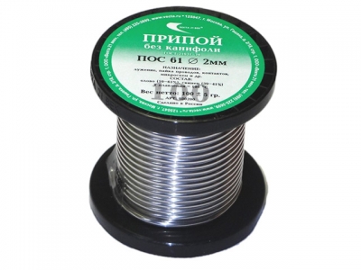 Припой ПОС 61 проволока, катушка ф2мм (100г) (Векта)