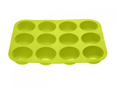 Форма для выпечки, силиконовая, прямоугольная на 12 кексов, 33 х 25 х 3 см, зеленая, PERFECTO LINEA