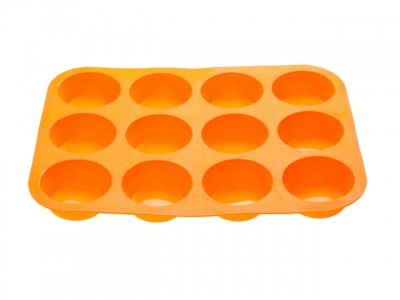 Форма для выпечки, силиконовая, прямоугольная на 12 кексов, 33 х 25 х 3 см, оранж., PERFECTO LINEA