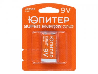 Батарейка 6LR61 9V alkaline 1шт. ЮПИТЕР (крона)