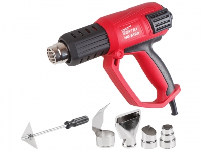 Термовоздуходувка WORTEX HG 6120 в кор. + набор сопл (2000 Вт, 3 скор., 50-600 °С, ступенч. рег., с набором насадок)