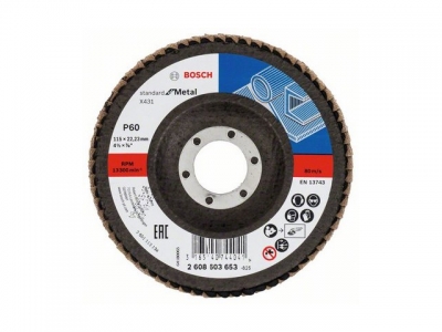 Круг лепестковый 115х22.2 мм K60 конический STANDARD FOR METAL BOSCH