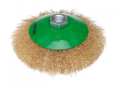 Щетка дисковая гофр.125мм/M14 ВОЛАТ (для УШМ шлифмашины болгарки М14 тарелка торцевая крацовка)